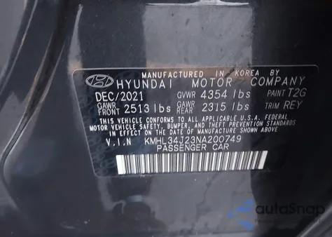 2022 Hyundai Sonata Limited z USA, uszkodzony, nr VIN KMHL34J23NA200749
